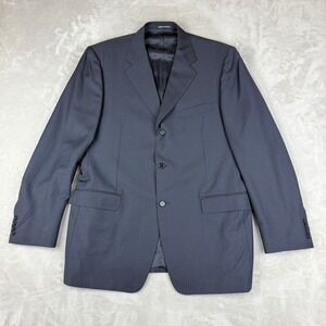 Canali Blazer Mens 44L Navy Super 120s Wool Pinstripe Suit Jacket Italy Made EUC